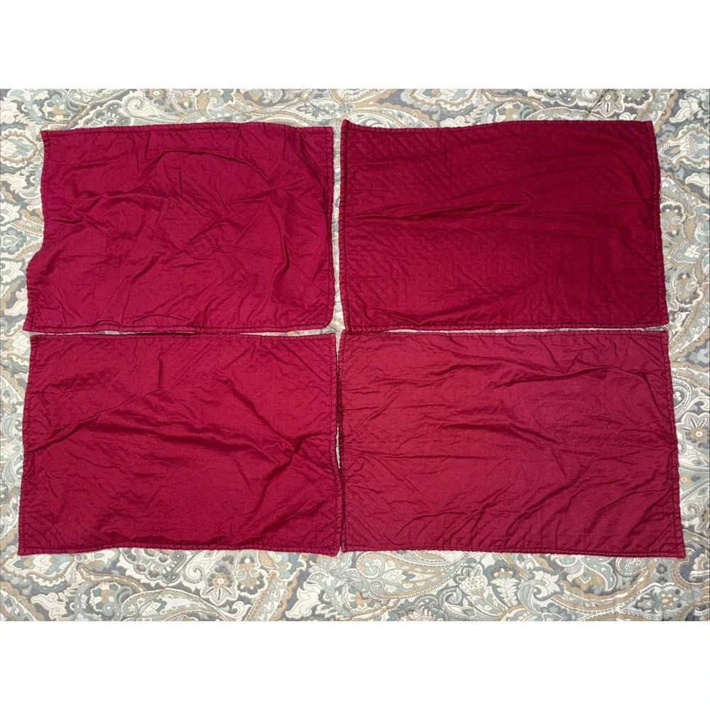 burgundy‎  quilted placemats Rose Floral Embroidery Set Of 4 Valentines